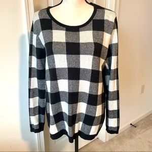 J. JILL Soft Buffalo Plaid Swing Sweater—SZ. Small